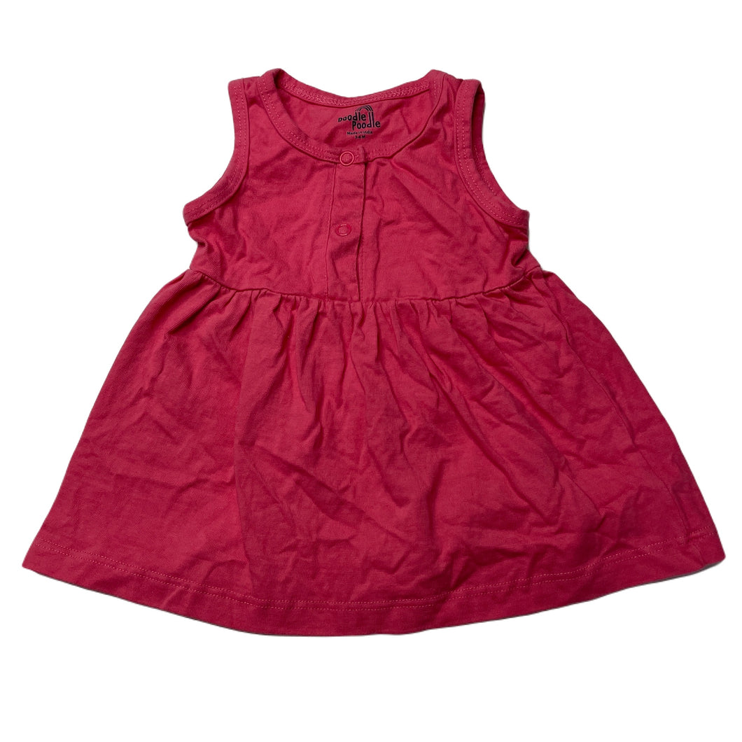 Girls Doodle Poodle, pink cotton casual dress, EUC, size 00, L: 31cm
