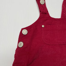 Load image into Gallery viewer, Girls Pumpkin Patch, corduroy cotton overalls dress / pinafore, EUC, size 000, L: 36cm