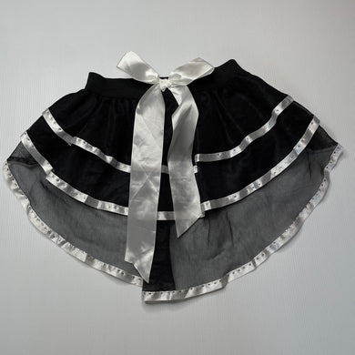 Girls black & white, tulle hi-lo skirt, elasticated, no labels, W: 28.5cm across unstretched, EUC, size 8-10,  