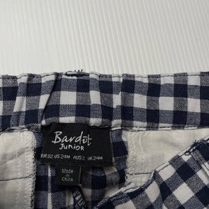 Boys Bardot Junior, blue & white check shorts, elasticated, EUC, size 2,  