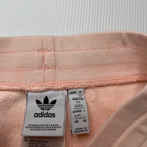 Girls Adidas, pink casual shorts, elasticated, discolouration, FUC, size 6-7,  