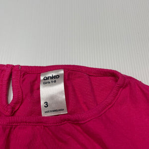 Girls Anko, pink short sleeve top, GUC, size 3,  