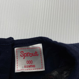 Girls Sprout, embroidered navy cotton dress, EUC, size 000, L: 34cm