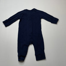Load image into Gallery viewer, unisex Target, navy organic cotton blend zip romper, EUC, size 000,  