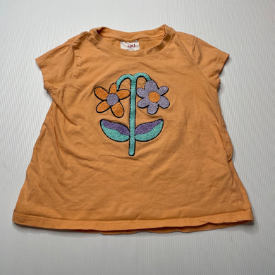 Girls Seed, orange cotton t-shirt / top, flowers, FUC, size 3,  