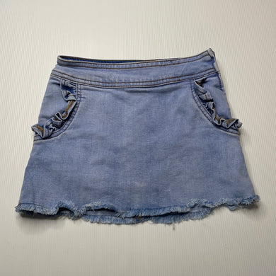 Girls Seed, stretchy denim skirt, no size, L: 25cm, W: 27cm across unstretched, FUC, size 3-4,  