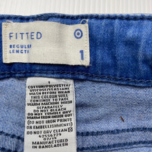 Load image into Gallery viewer, Girls Target, blue stretch denim jeans, adjustable, Inside leg: 27.5cm, GUC, size 1,  