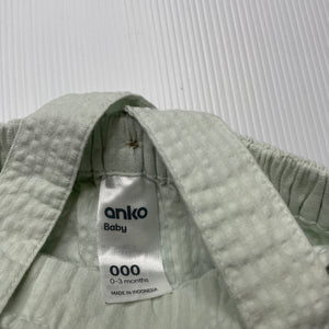 Girls Anko, mint lightweight cotton summer romper, EUC, size 000,  