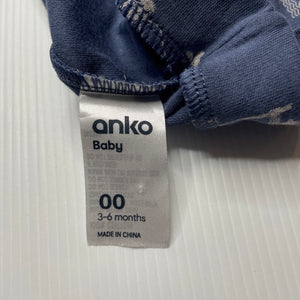unisex Anko, blue cotton hat / beanie, EUC, size 00,  