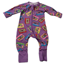 Load image into Gallery viewer, Girls Bonds, zip wondersuit / zippy / romper, casette tapes, GUC, size 000,  
