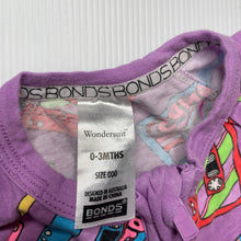 Load image into Gallery viewer, Girls Bonds, zip wondersuit / zippy / romper, casette tapes, GUC, size 000,  