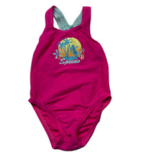 Load image into Gallery viewer, Girls Speedo, pink swim one-piece, discolouration on straps, FUC, size 1,  