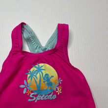 Load image into Gallery viewer, Girls Speedo, pink swim one-piece, discolouration on straps, FUC, size 1,  