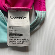 Load image into Gallery viewer, Girls Speedo, pink swim one-piece, discolouration on straps, FUC, size 1,  