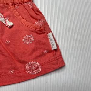 Girls purebaby, organic cotton shorts, elasticated, GUC, size 0,  