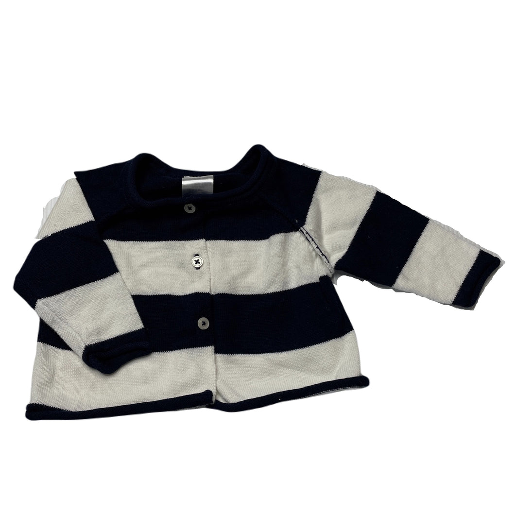 Girls Bonds, navy & white knitted cotton cardigan, EUC, size 0000,  