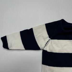 Girls Bonds, navy & white knitted cotton cardigan, EUC, size 0000,  
