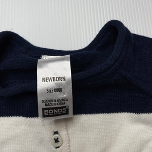 Girls Bonds, navy & white knitted cotton cardigan, EUC, size 0000,  