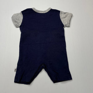 Boys Bebe by Minihaha, navy & grey cotton romper, whale, GUC, size 0000,  