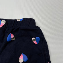 Load image into Gallery viewer, Girls Cotton On, navy shorts, elasticated, hearts, GUC, size 2,  