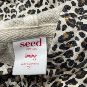 Girls Seed, leopard print cotton zip hoodie sweater, GUC, size 0,  