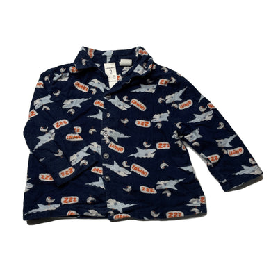 Boys Brilliant Basics, flannel cotton pyjama top, sharks, FUC, size 2,  