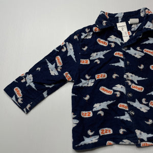 Boys Brilliant Basics, flannel cotton pyjama top, sharks, FUC, size 2,  