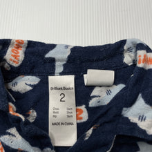 Load image into Gallery viewer, Boys Brilliant Basics, flannel cotton pyjama top, sharks, FUC, size 2,  