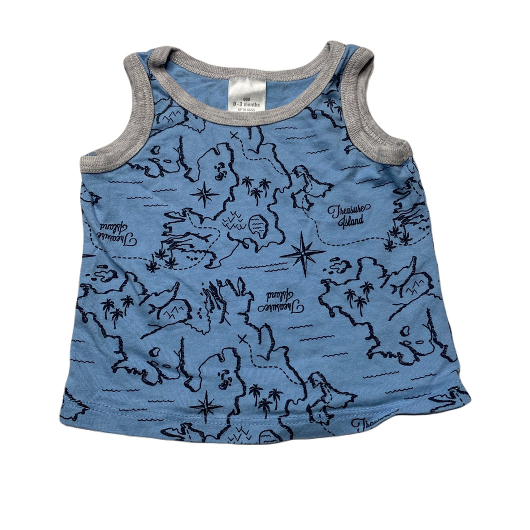 Boys Target, blue cotton singlet top, EUC, size 000,  