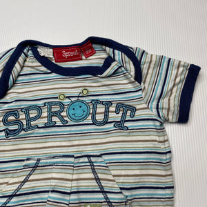 Boys Sprout, striped cotton romper, FUC, size 000,  