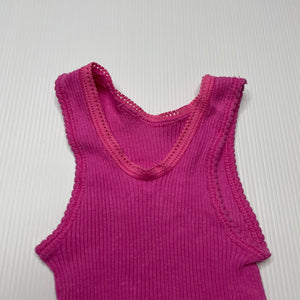 Girls Bonds, pink ribbed cotton singlet top, EUC, size 0000,  