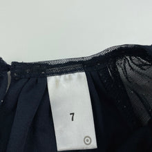 Load image into Gallery viewer, Girls Target, lined navy &amp; silver spot party dress, FUC, size 7, L: 63cm