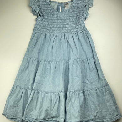 Girls Anko, shirred chambray cotton dress, FUC, size 9, L: 70cm