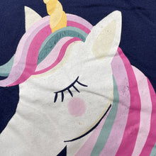 Load image into Gallery viewer, Girls Brilliant Basics, navy cotton pyjama top, unicorn, GUC, size 4,  
