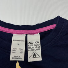 Load image into Gallery viewer, Girls Brilliant Basics, navy cotton pyjama top, unicorn, GUC, size 4,  