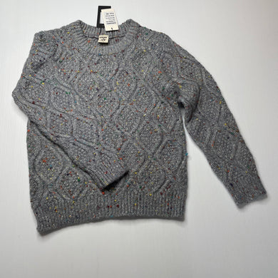 Boys SORAINWU, grey knitted sweater / jumper, armpit to armpit: 37cm, armpit to cuff: 36cm, NEW, size 8-9,  