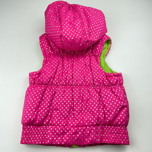 Load image into Gallery viewer, Girls Pink Platinum, pink &amp; silver spot hooded puffer vest / jacket, GUC, size 6,  