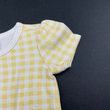 Load image into Gallery viewer, Girls Anko, yellow check cotton bodysuit / romper, EUC, size 0000,  
