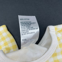 Load image into Gallery viewer, Girls Anko, yellow check cotton bodysuit / romper, EUC, size 0000,  