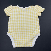 Load image into Gallery viewer, Girls Anko, yellow check cotton bodysuit / romper, EUC, size 0000,  