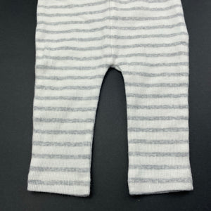 unisex Cotton On, grey & white stripe leggings / bottoms, elasticated, EUC, size 000,  