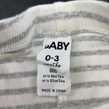 Load image into Gallery viewer, unisex Cotton On, grey &amp; white stripe leggings / bottoms, elasticated, EUC, size 000,  