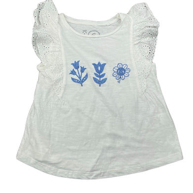 Girls KID, broderie trim cotton top, EUC, size 6,  