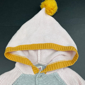 Girls Seed, knitted cotton hooded cardigan / sweater, GUC, size 0,  