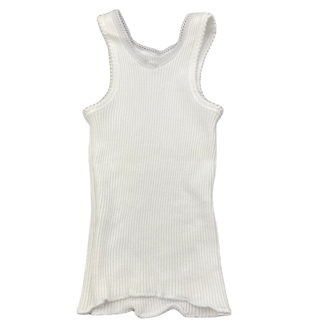 unisex Bonds, white ribbed cotton singlet top, EUC, size 00,  