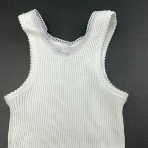 unisex Bonds, white ribbed cotton singlet top, EUC, size 00,  