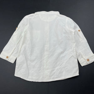 Boys H&M, lightweight cotton long sleeve collarless shirt, EUC, size 0,  