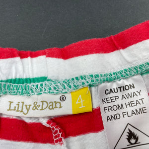 unisex Lily & Dan, cotton Christmas pyjama shorts, elasticated, GUC, size 4,  