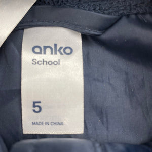 unisex Anko, navy school spray jacket / raincoat, GUC, size 5,  