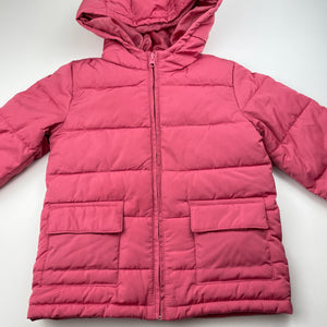 Girls Anko, pink hooded jacket / coat, L: 44cm, GUC, size 6,  